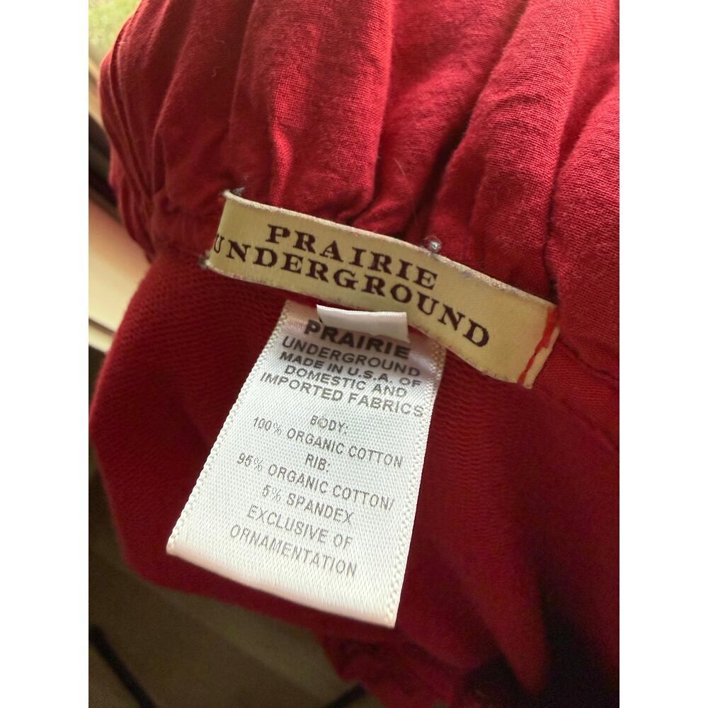 Prairie Underground Red Organic Cotton Longline Hoodie Dress Tunic Small - Picture 3 of 3